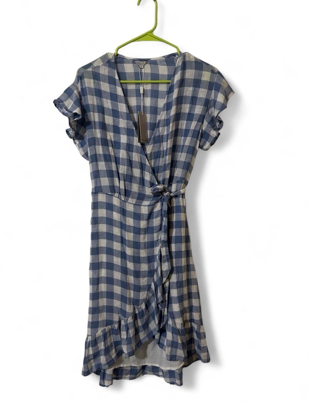 Rails Brigitte Wrap Dress in a periwinkle gingham check size small